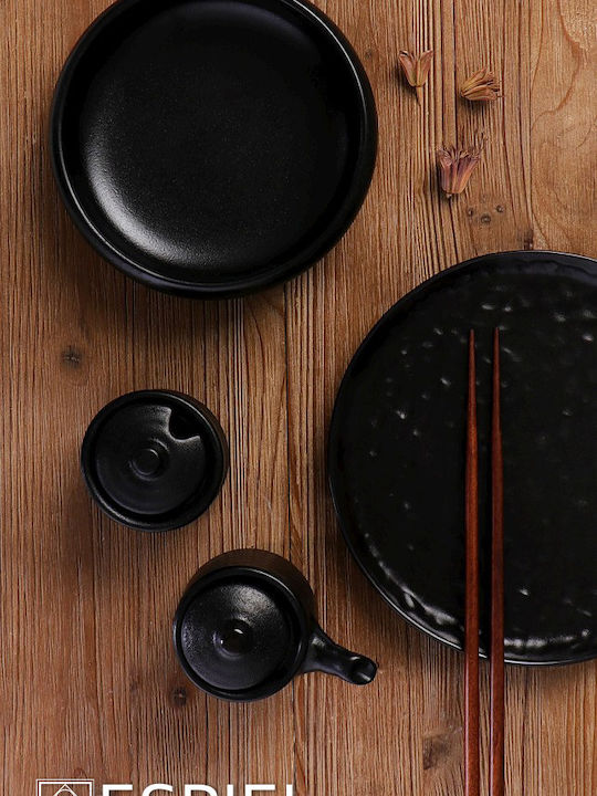 Espiel Lava Plate Shallow Ceramic Black with Diameter 27cm