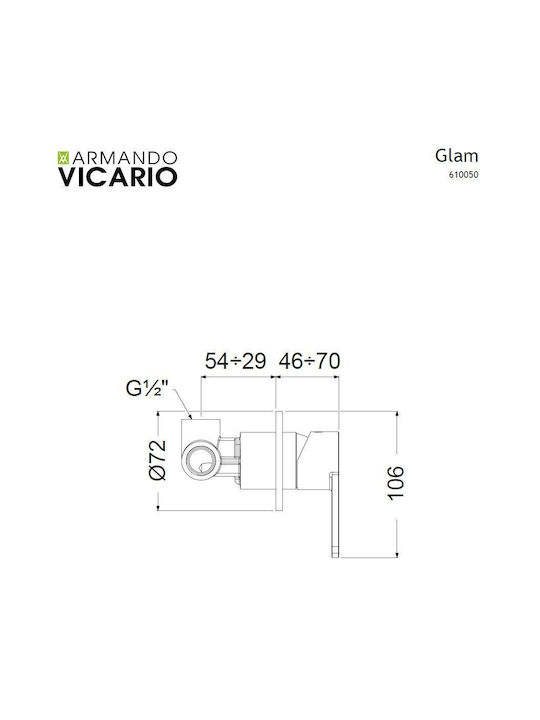 Armando Vicario Glam Built-in Mixer & Diverter Set for Shower 3 Exits