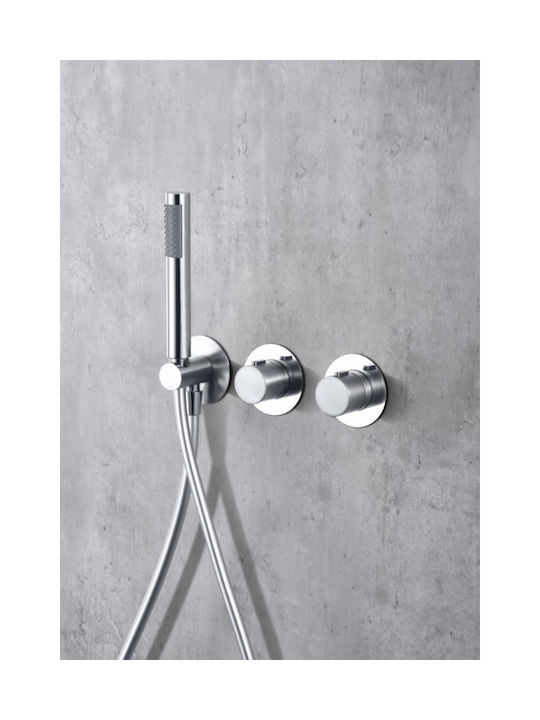 Imex Set Mischer & Handbrause für Wandmontage für Dusche 2 Ausgänge Silber