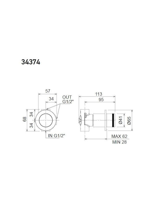 Eurorama Built-in Mixer & Diverter Set for Shower 3 Exits Silver