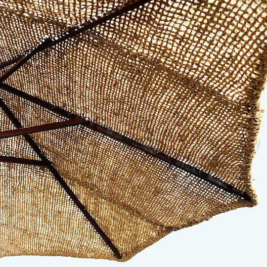 Professional Circular Wicker Aluminum Brown Garden & Terrace Parasol F2.3m