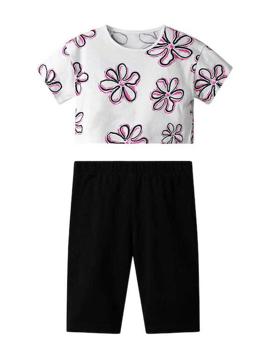 Kids Set with Leggings Summer 2 Pieces White-Black