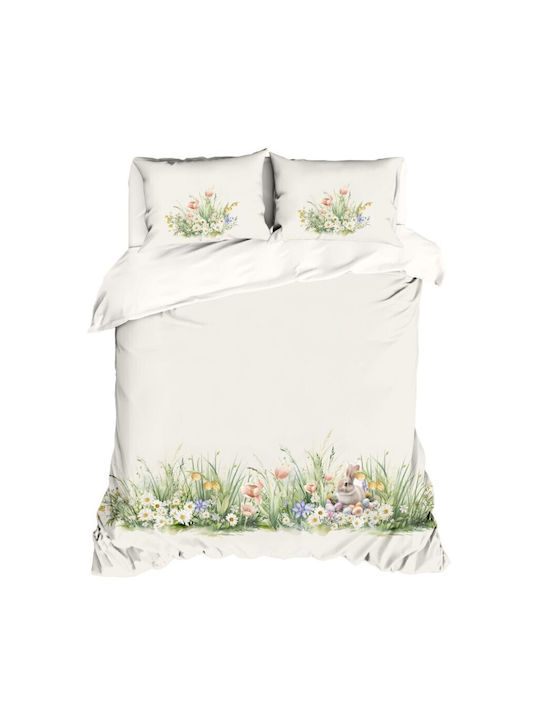 Lenjerii Deosebite Set Huse Pentru Pilote 100% Bumbac Dublu Cu 2 Fețe De Pernă Și 1 Cearceaf 200x220cm Bej