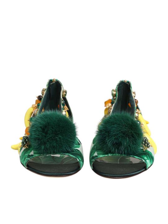 Dolce & Gabbana Кожени Зелени Сандали