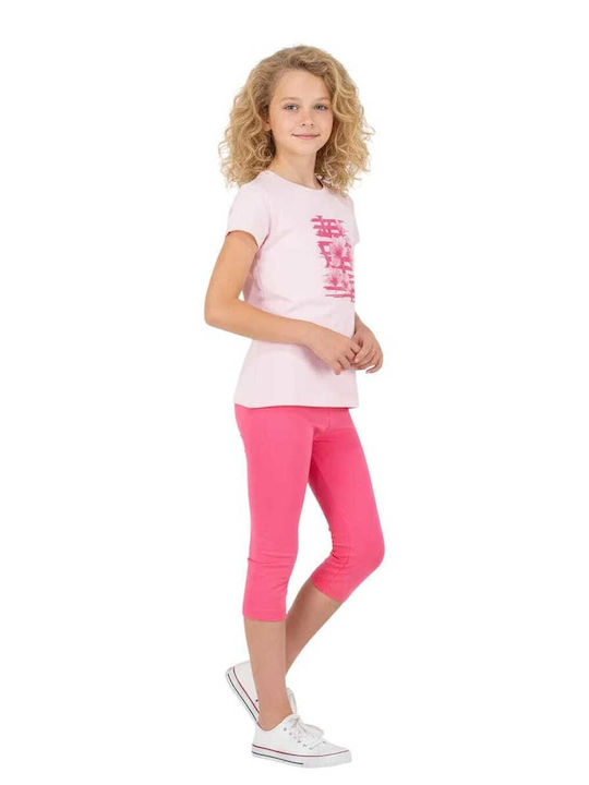 Kids Set with Leggings Summer 2 Pieces Pink-Fuchsia