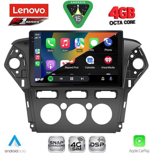 Lenovo Car Audio System for Ford Mondeo 2011-2013 with A/C Bluetooth USB WiFi GPS Apple CarPlay Android Auto with 10" Touch Screen
