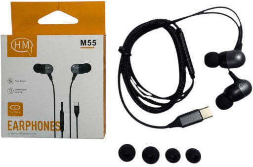 Awei M55 In-ear Handsfree Ακουστικά με Βύσμα USB-C Μαύρο