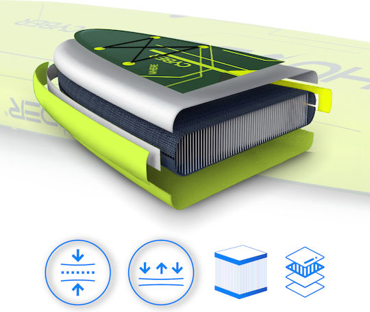 Thunder Inflatable SUP Board 320cm Inflatable SUP Board with Length 3.2m Green