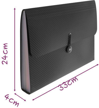 Dokumentenordner Zola 13 Fächer A4 Größe Trennblätter Etiketten Klappe Elastischer Verschluss Wasserdicht 33 X 24 X 4 Cm Schwarz