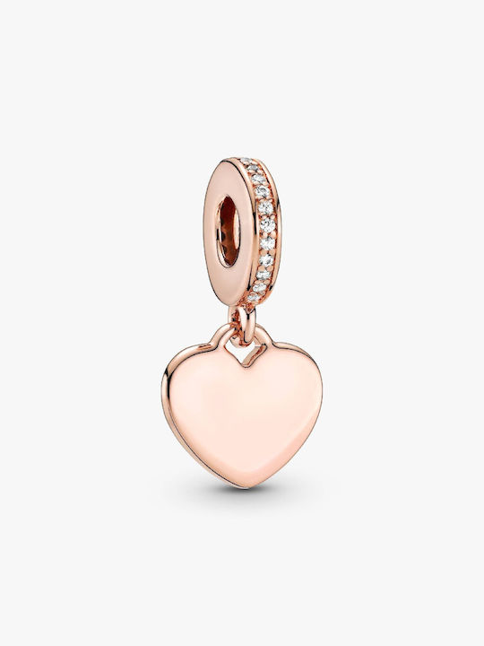 Pandora Charm Heart in Pink Gold Plated Silver Pink Pandora Charm Heart in Pink Gold Plated Silver Pink