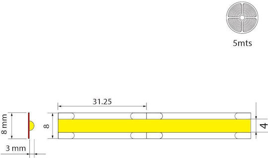 Vivalux LED Strip 24V Warm White Light 5m COB Type with Power Supply