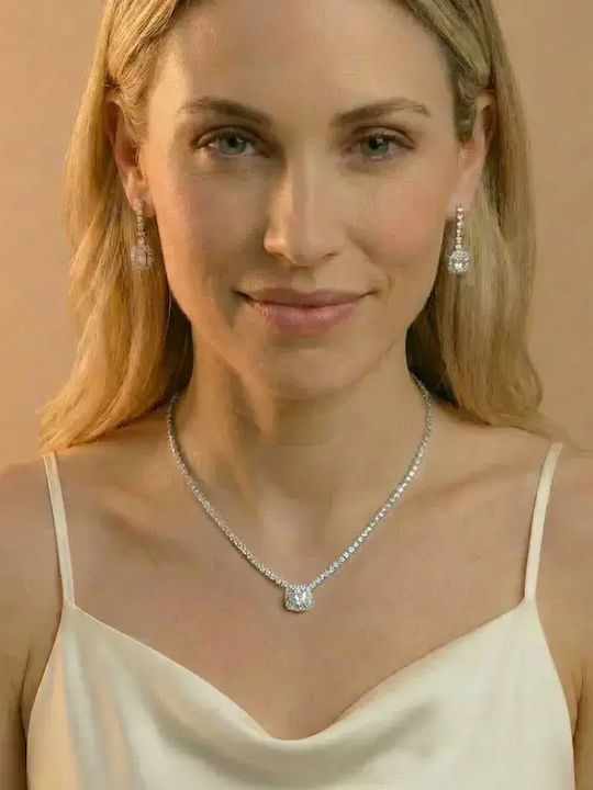 Set with Necklace Earrings & Bracelet from Silver with Stones