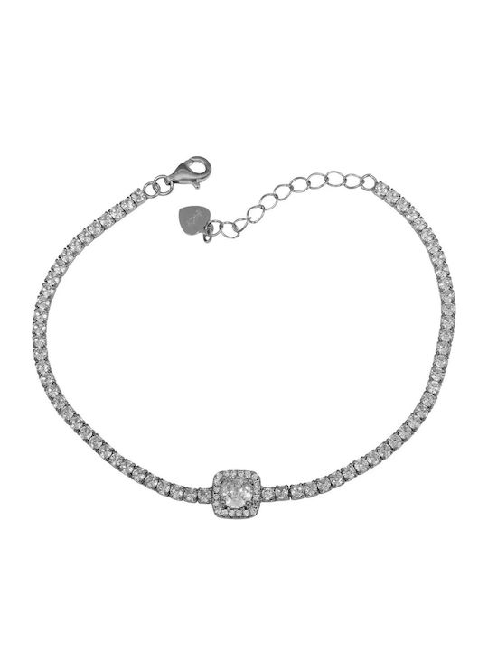 Set with Necklace Earrings & Bracelet from Silver with Stones