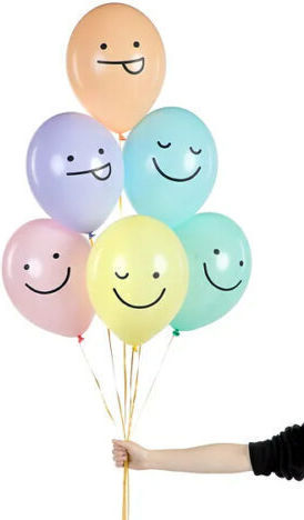 Set 6 Green Latex Balloons Faces 30cm
