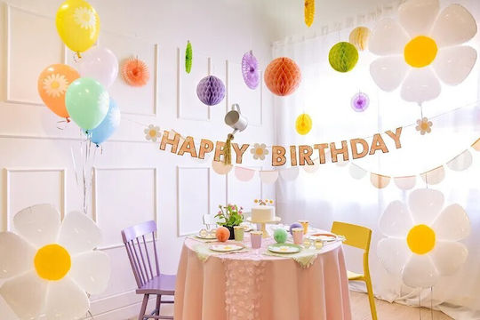 Set of 5 Yellow Latex Baptism Balloons Daisies 30cm
