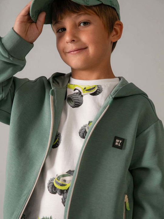 Kids Sweatshirt Cardigan with Hood and Pockets Green