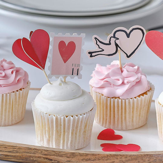 Valentine's Day Cupcake Toppers Cake Decoration Pieces 12 (Various Designs)
