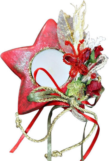 xfood Weihnachtskerze Rote Sternchen Gips 10x10cm