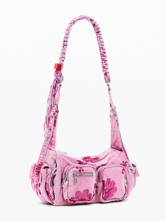Stoff Damen Schultertasche Rosa