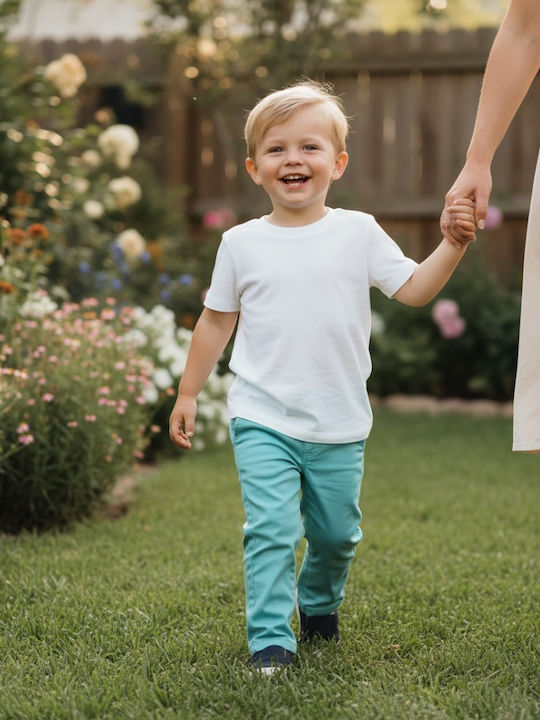 Pantaloni Chino din Material Textil pentru Copii Turcoaz