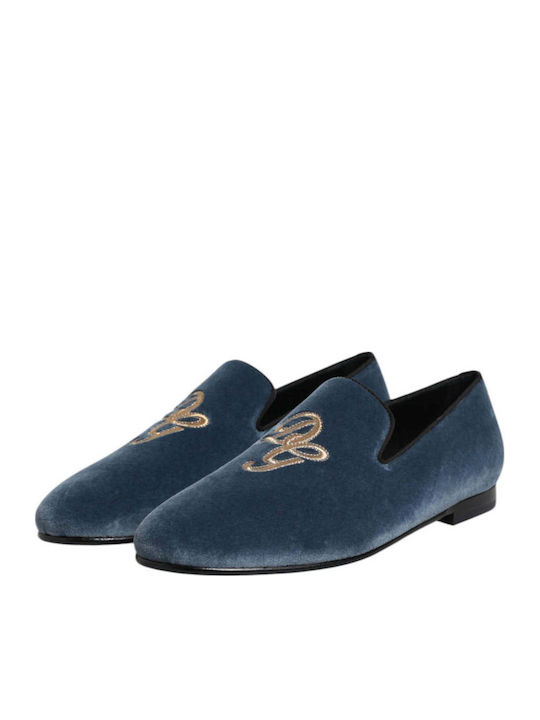 Loafers Bărbătești Din Piele În Culoare Albastră