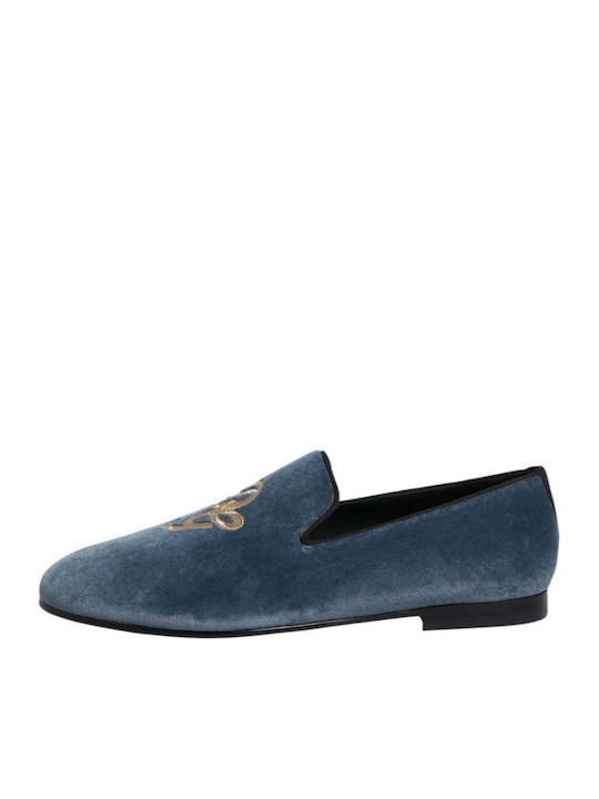 Loafers Bărbătești Din Piele În Culoare Albastră