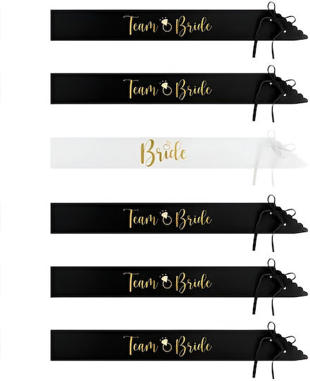 Bachelorette Bride & Team Bride Fabric Ribbon Metallic 6pcs (Miscellaneous Colours)