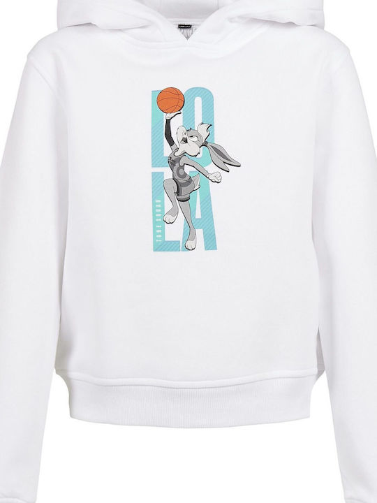 Fleece Kinder-Sweatshirt Gekürzt Mit Kapuze Weiß