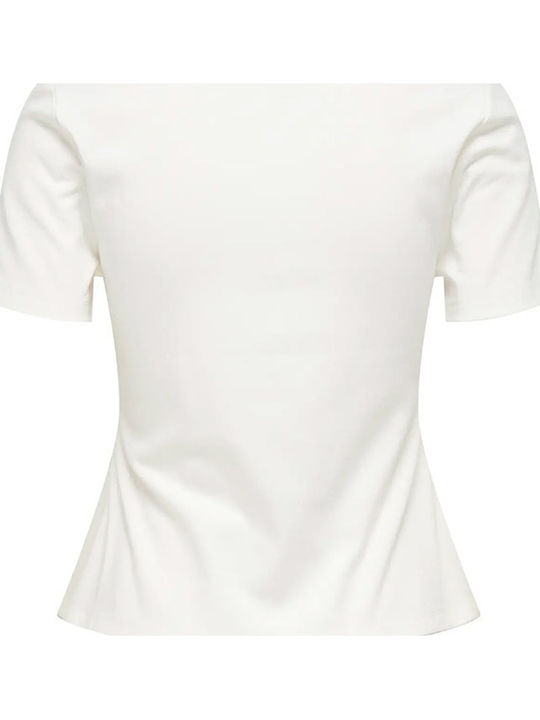 Women's Cotton Short Sleeve White Blouse