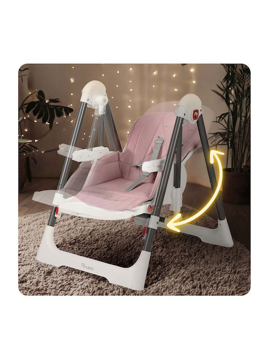 Nukido Elite Klappbarer Baby Hochstuhl 3 in 1 mit Höhenverstellbar Rosa