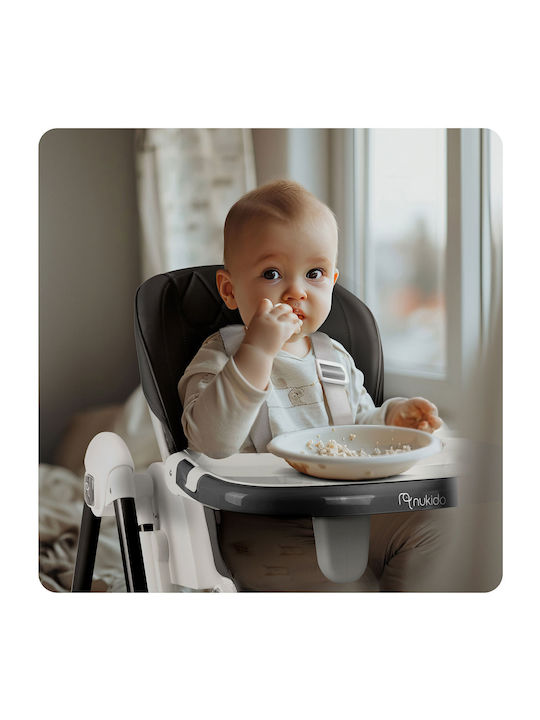Nukido Elite Foldable Baby Highchair 3 in 1 with Adjustable Height Black