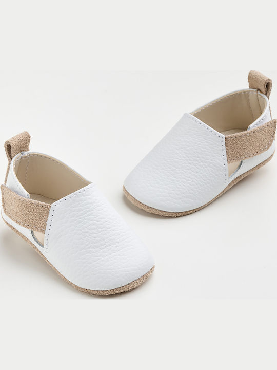 Ever Kid Christening Leather Soft Sole White Moccasins A600E