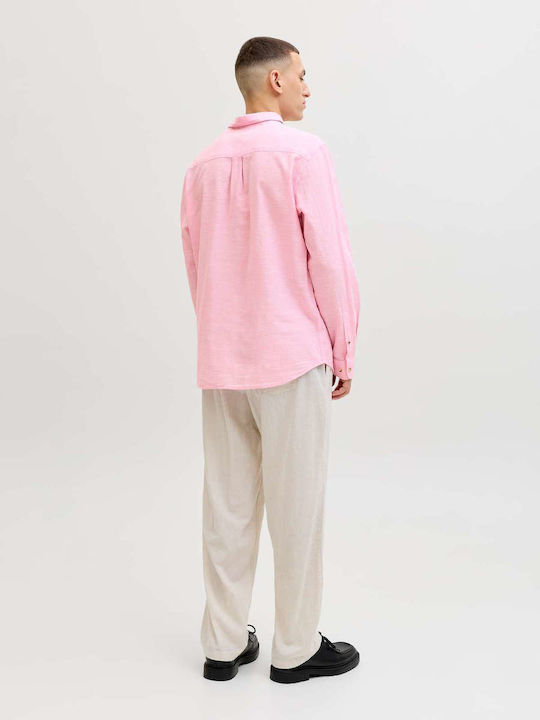 Long Sleeve Linen Shirt in Regular Fit Prism Pink