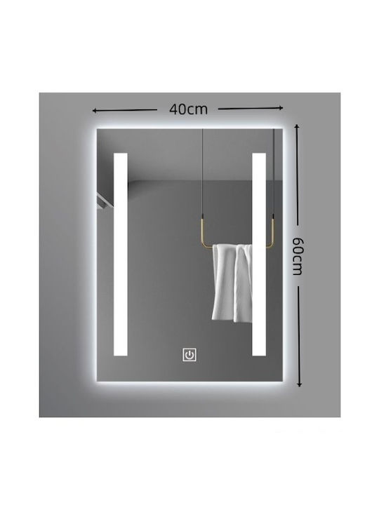 Eclipse 72 Oglindă De Baie Led Atingere Din Plastic 40x60cm Albă