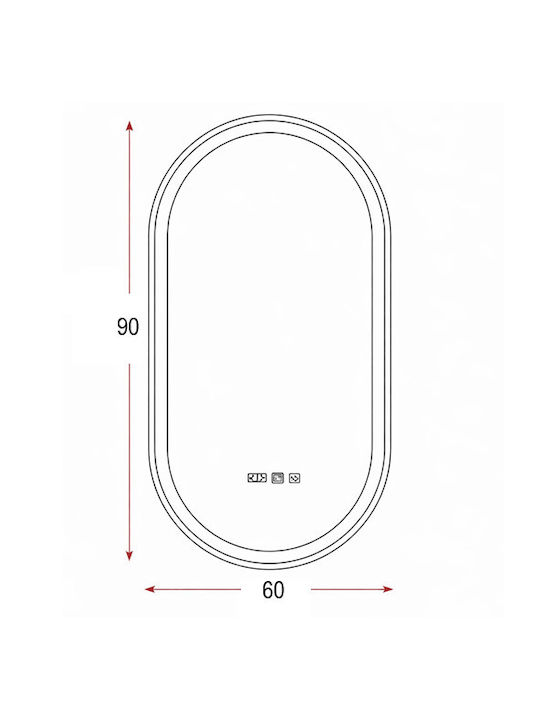 Badezimmerspiegel LED Berührung Mirrorlux Helios S-4971g Oval 900x600mm Gold