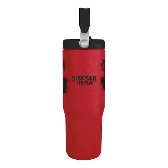 Handled Tumbler Θερμός Ανοξείδωτο 887ml Γκρι με Καλαμάκι και Λαβή