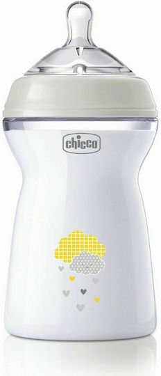 Chicco Biberoane Bebelusi Plastic Natural Feeling Anti-Colici cu Tetina din Silicon pentru 6+ Luni Bej Design Nor 300ml