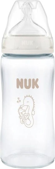 Nuk Γυάλινο Μπιμπερό First Choice+ Κατά των Κολικών με Θηλή Σιλικόνης για 3+ μηνών Λευκό 240ml