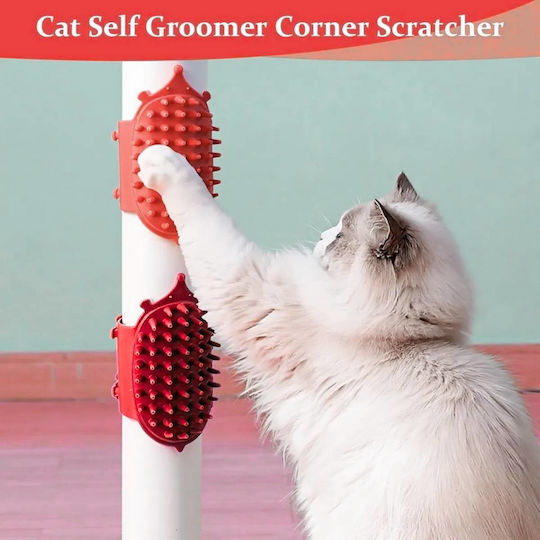 Cat Brush Scraper Silicone Self Grooming Strap Pink