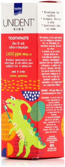 InterMed Unident Children's Toothpaste for 6+ Years with Strawberry Flavor 50ml