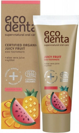 Ecodenta Cosmos Organic Juicy Fruit Children's Toothpaste with Bubblegum Flavor Fluoride-Free 75ml