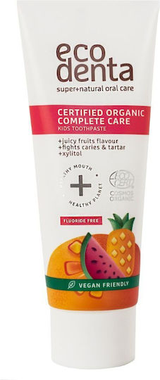 Ecodenta Cosmos Organic Juicy Fruit Children's Toothpaste with Bubblegum Flavor Fluoride-Free 75ml