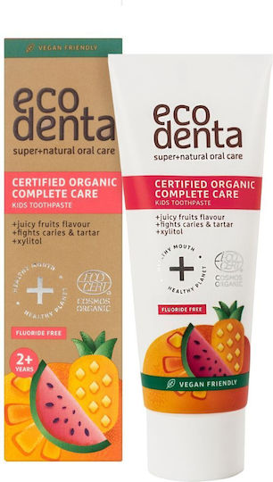 Ecodenta Cosmos Organic Juicy Fruit Children's Toothpaste with Bubblegum Flavor Fluoride-Free 75ml