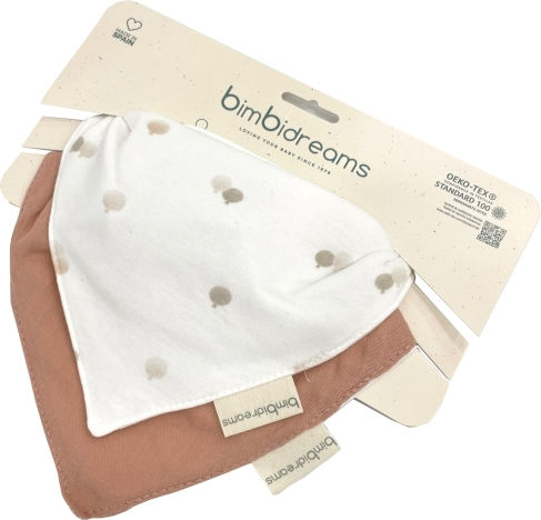 Bimbidreams Ciel Pink Waterproof Fabric Bandana Baby Bibs 2 Pieces