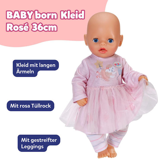 ZAPF Creation Baby Born Ρουχαλάκια Pink Dress with Sleeves