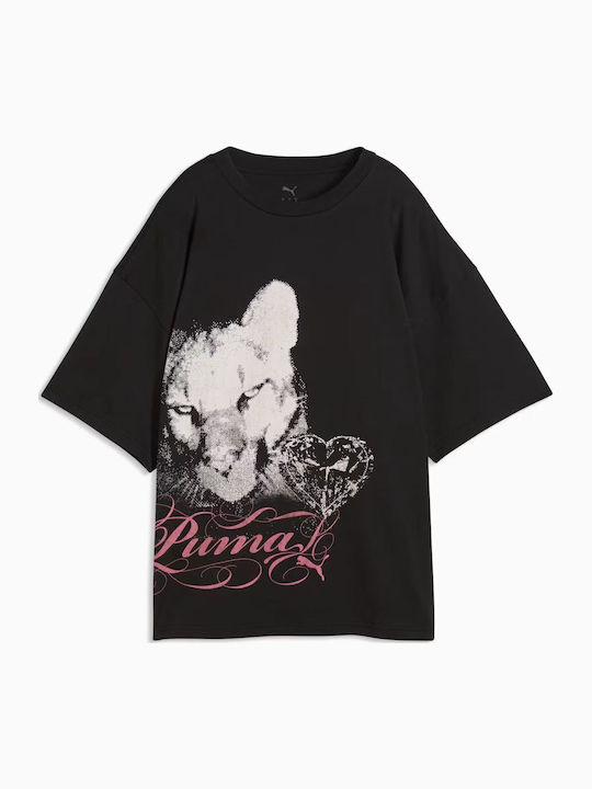 Graphic Γυναικείο Αθλητικό Oversized T-shirt Bedazzled