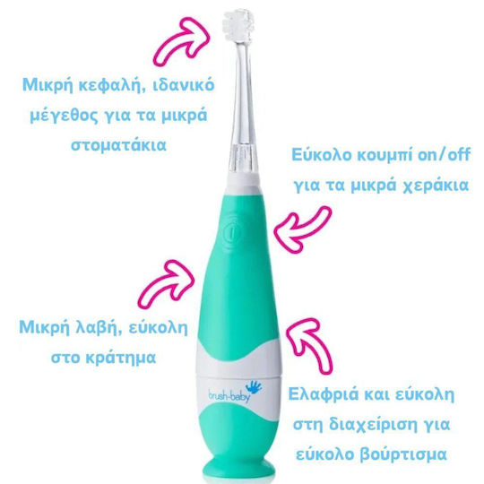 Brush Baby Babysonic Children's Electric Toothbrush with Chronograph for 0m+ Blue with Replacement Heads