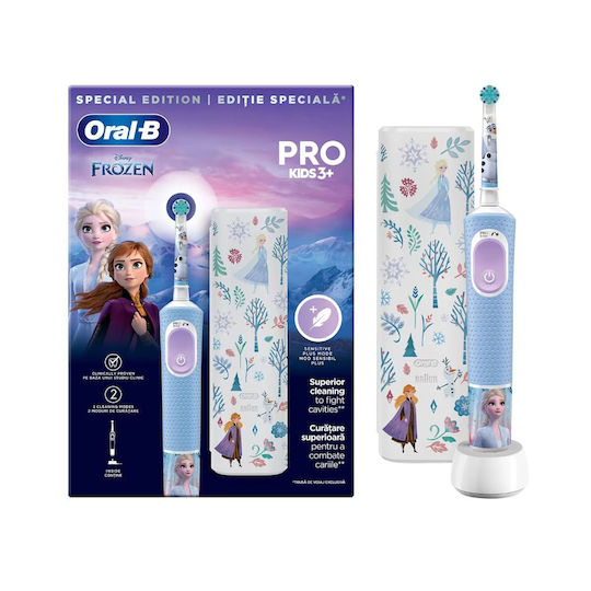 Oral-B Vitality Pro Kids Electric Toothbrush with Timer for 3+ Years Frozen with Travel Case