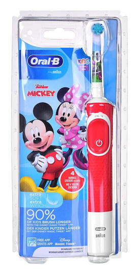 Oral-B Vitality Children's Electric Toothbrush with Chronograph for 3+ Years Red White Light Blue