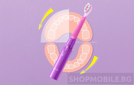 FairyWill Children's Electric Toothbrush with Chronograph for 3+ Years Purple with Replacement Heads